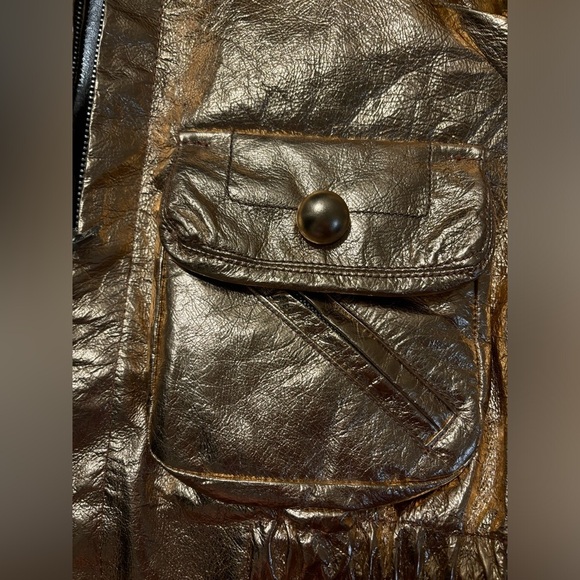 NEW Marc Jacobs‎ | Rose Gold Metallic Bomber Jacket Leather Sz 8 - Picture 3 of 12
